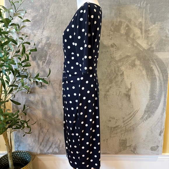 Polka-Dot Sheath Formal Stretch Dress Sz 8 - Picture 6 of 9
